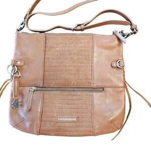 Lucky Brand Brown Leather Crossbody Shoulder Bag Convertible Brand Detail